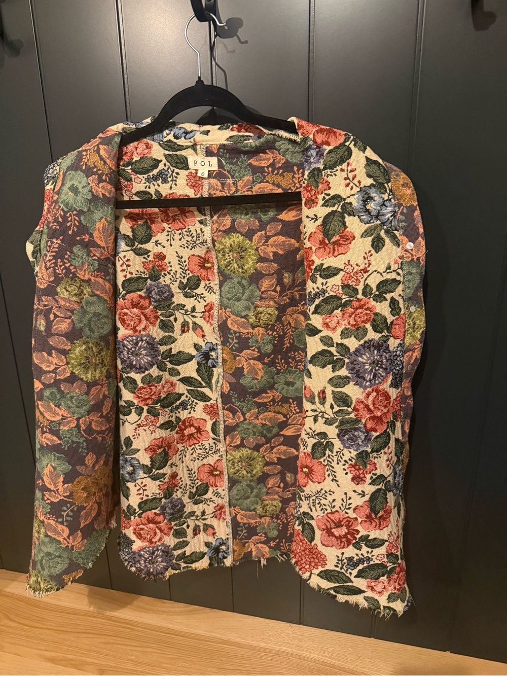 🌺 POL Womens My Vintage Romance Jacquard Floral Patchwork Jacket Shacket Size S - Picture 15 of 15